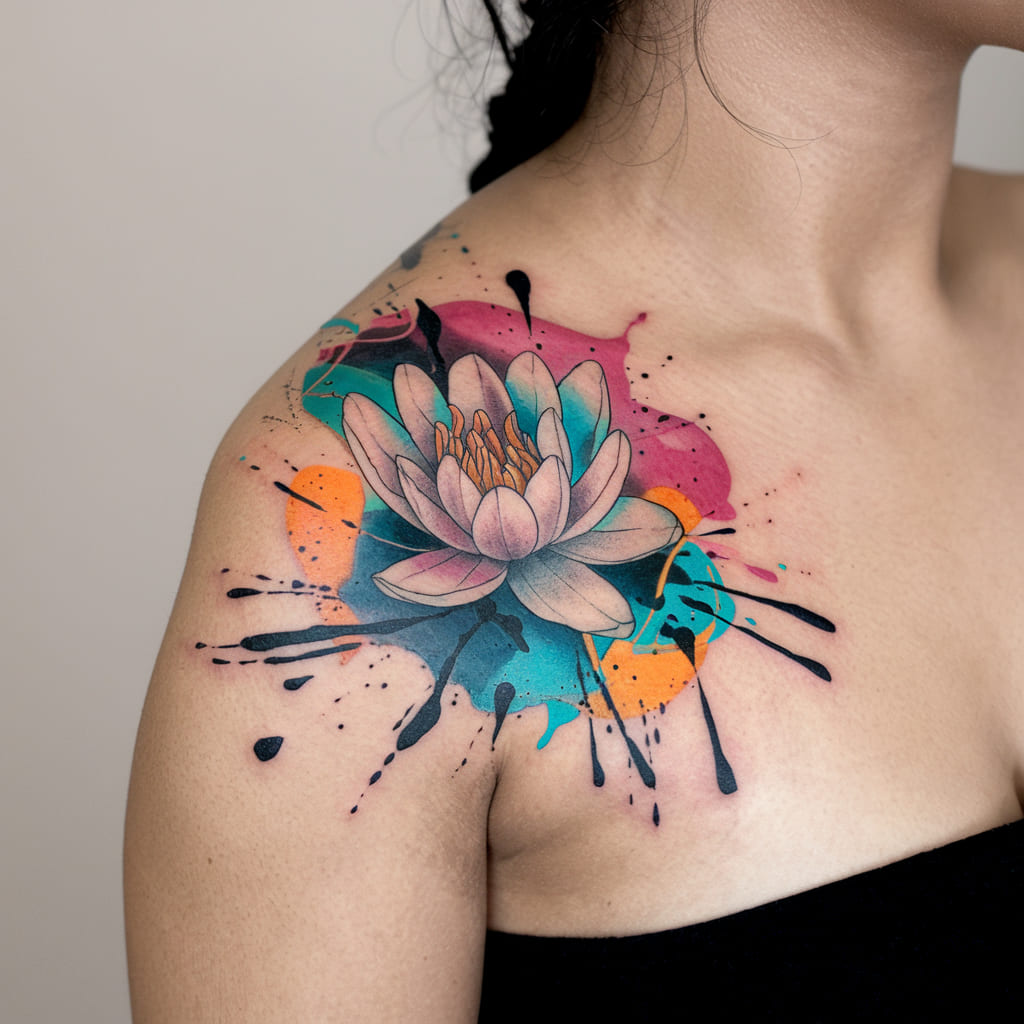 Abstract Water Lily with Color Splashes