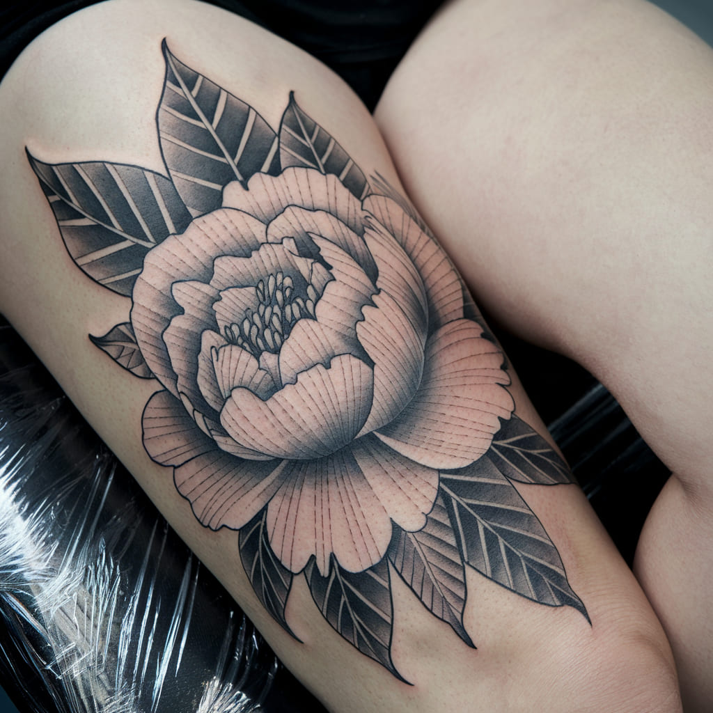 Bold Black and Gray Peony