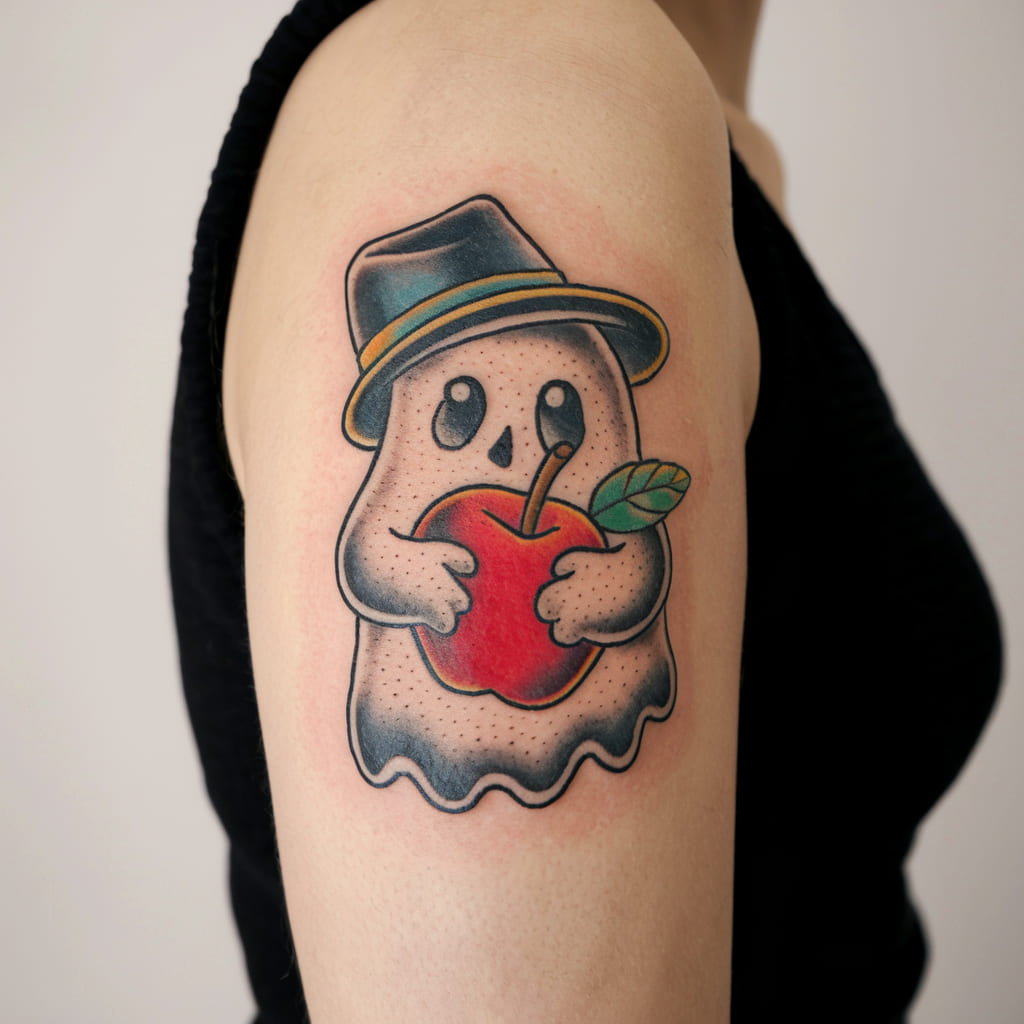 Cute Ghost with a Candy Apple