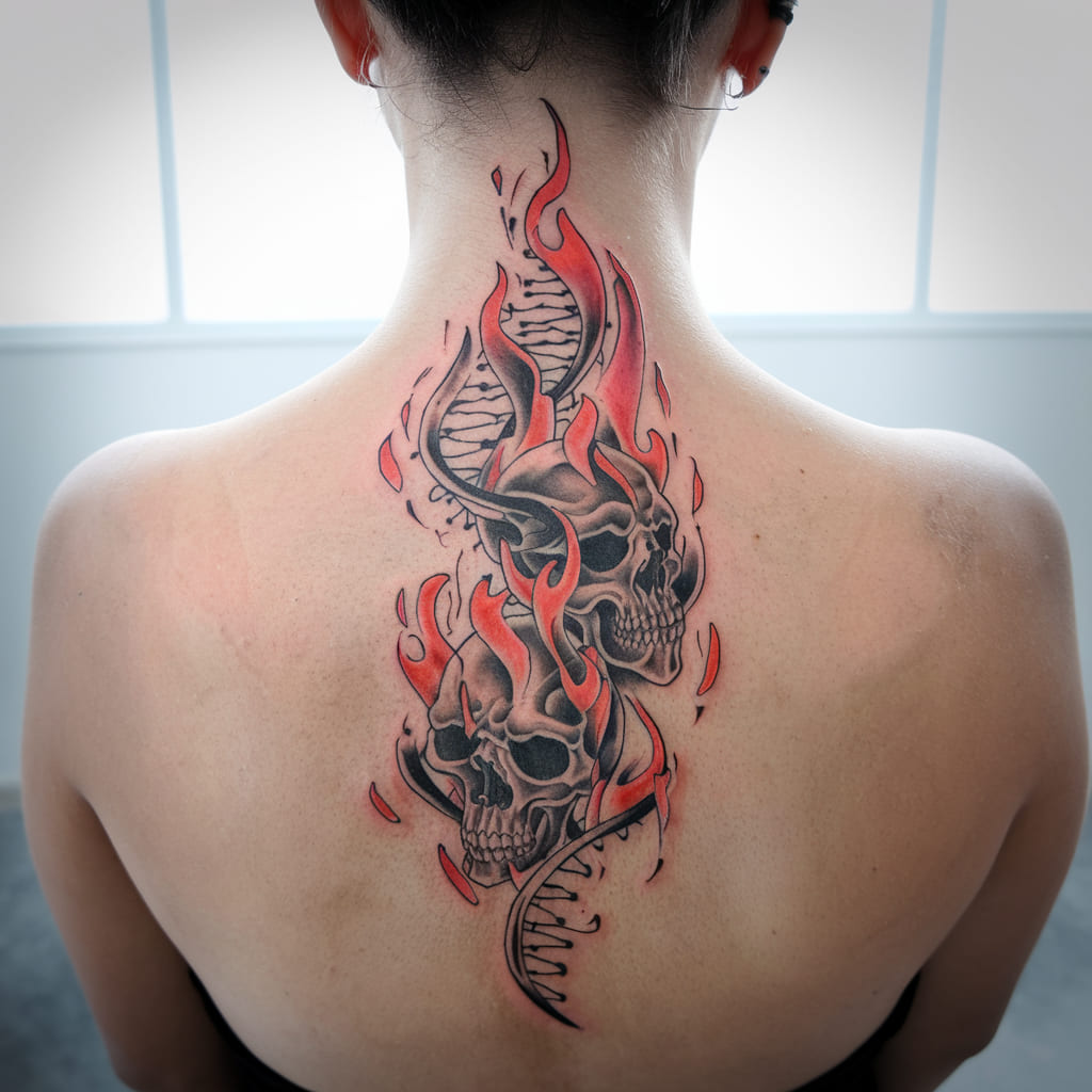 DNA Flames with Skulls