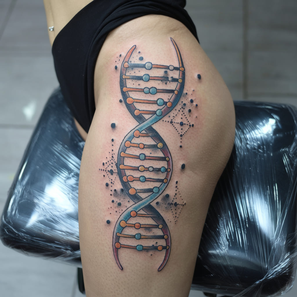 DNA Galaxy on the Thigh