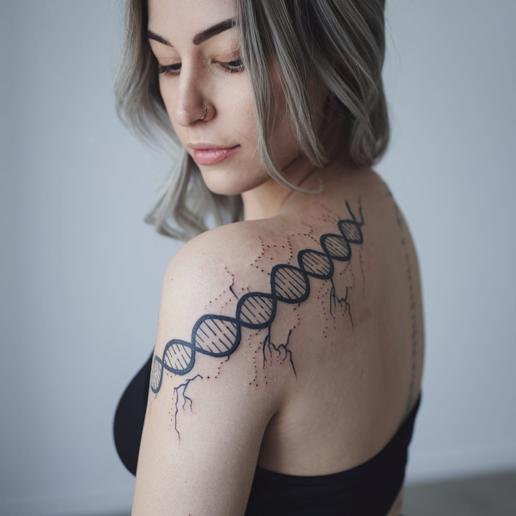 DNA with Lightning Bolts on the Shoulder