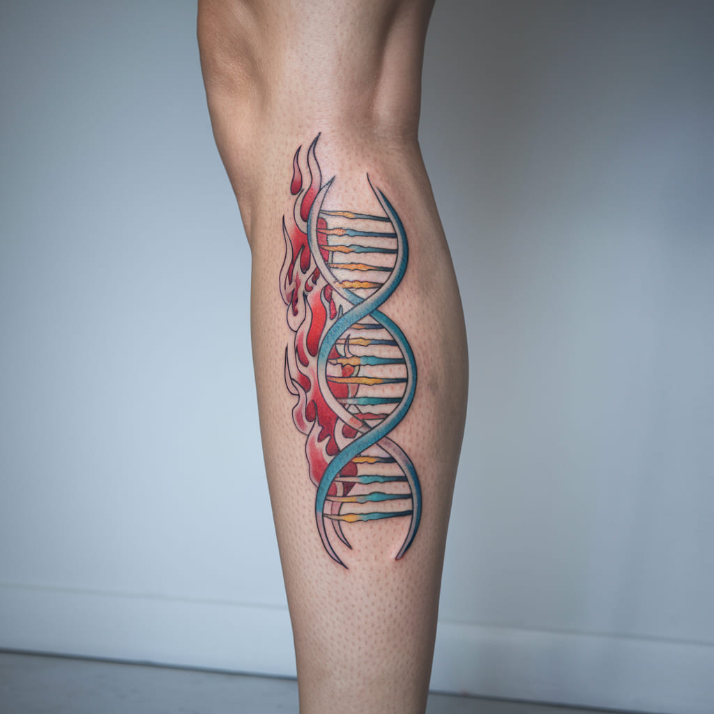 DNA with Smoke and Flames on the Side