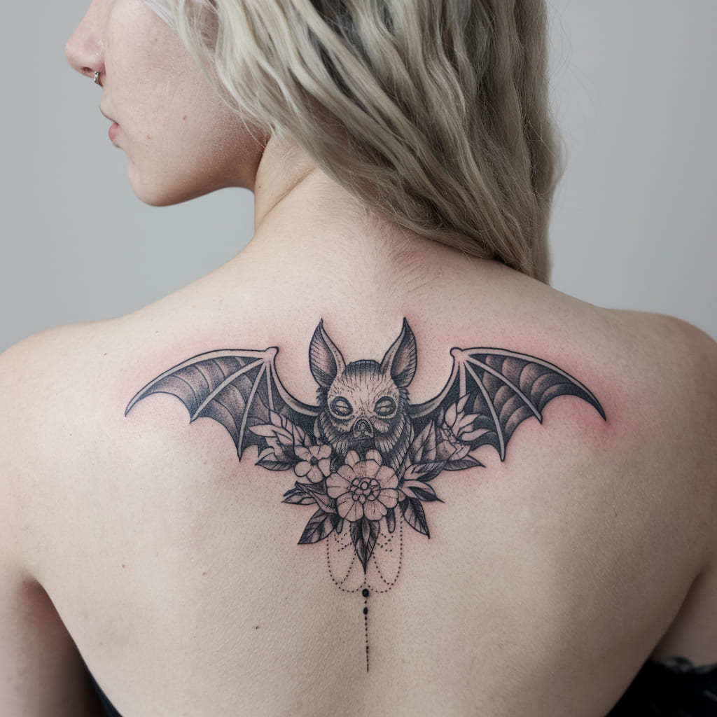 Elaborate Bat with Floral Elements