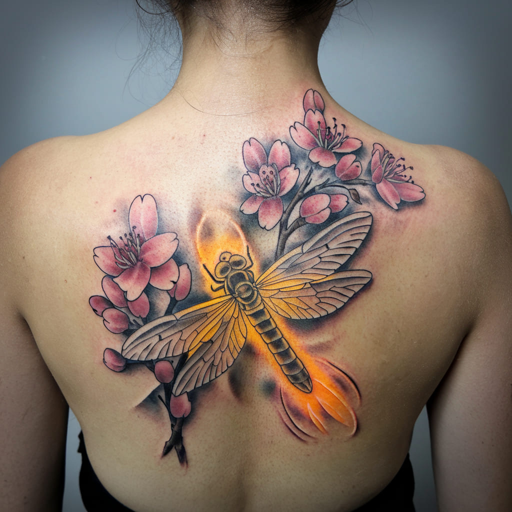 Firefly and Blossoms on the Back