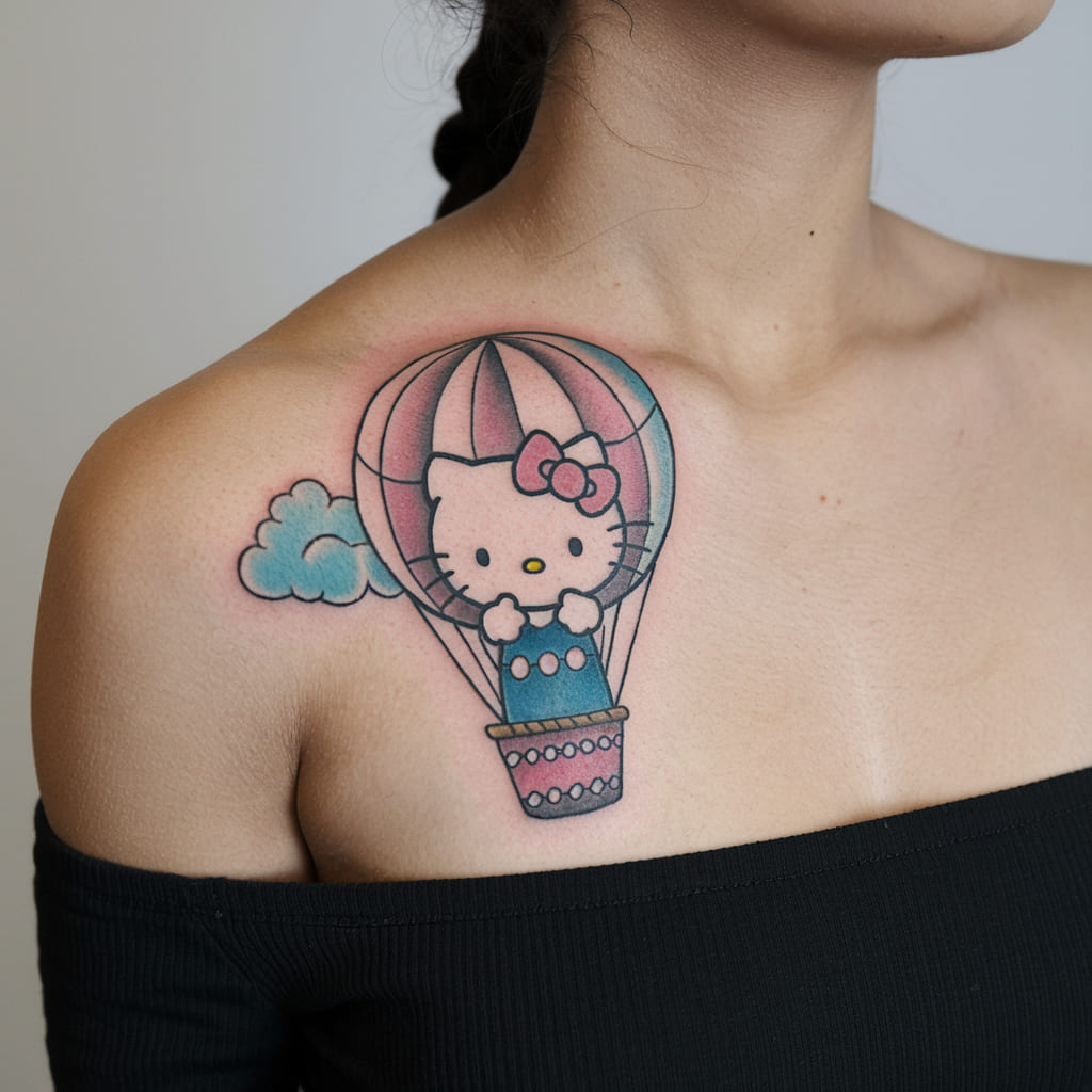 Hello Kitty in a Hot Air Balloon