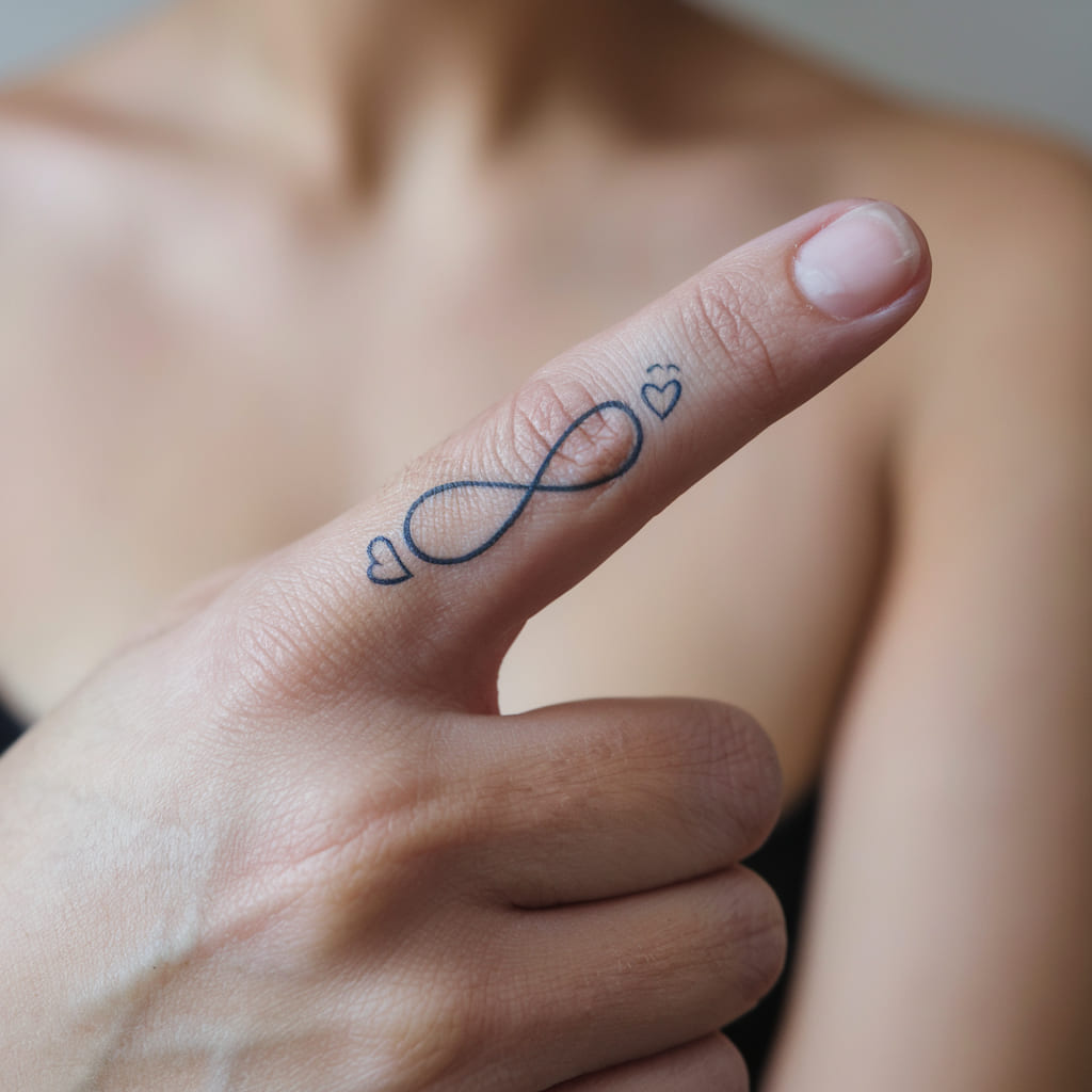 Infinity Heart on the Side of the Finger