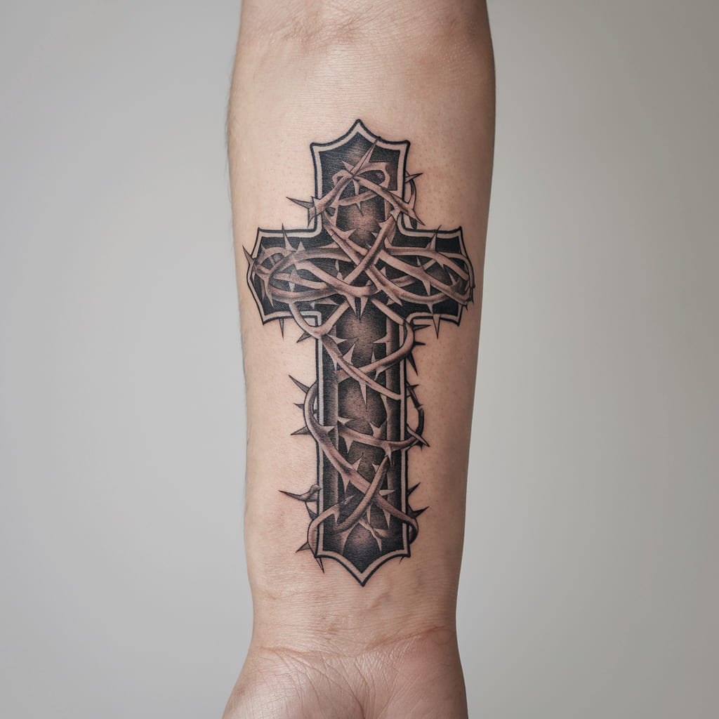 Intricate Cross with Thorns