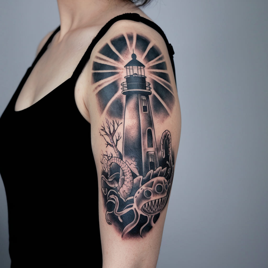 Lighthouse and Sea Creature