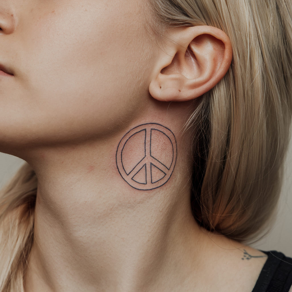 Mini Peace Symbol Behind the Ear