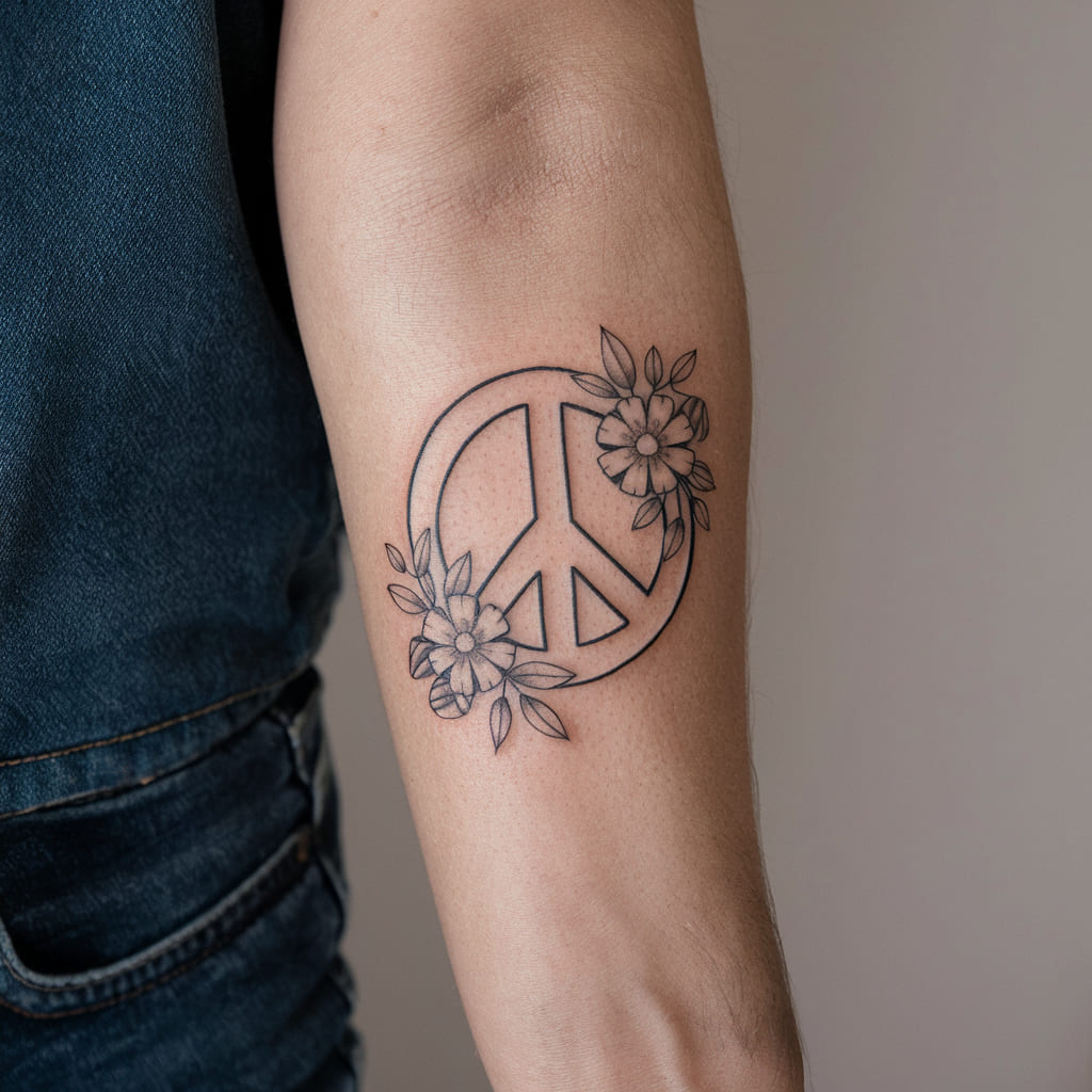 Mini Peace Symbol with Flowers