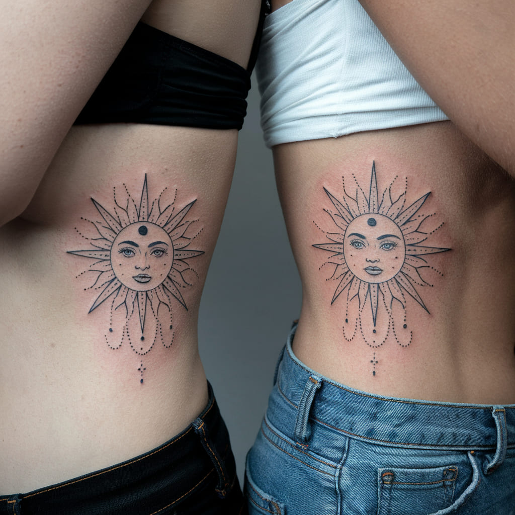 Minimalist Sun and Moon on the Side