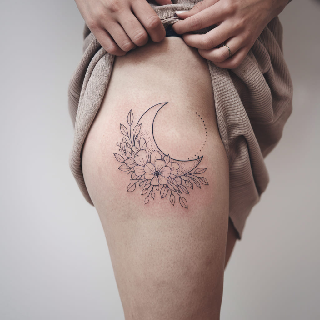 Moon with Floral Accents