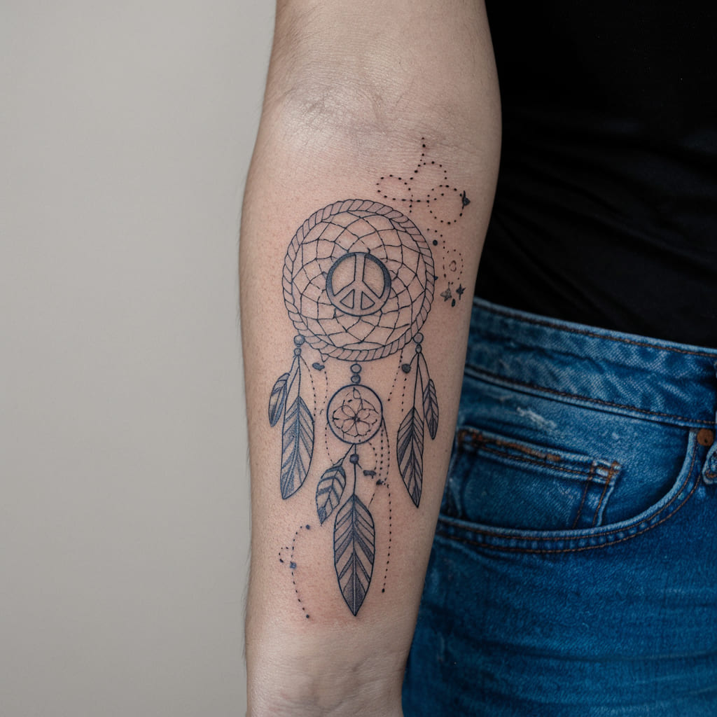 Peace Symbol in a Dreamcatcher