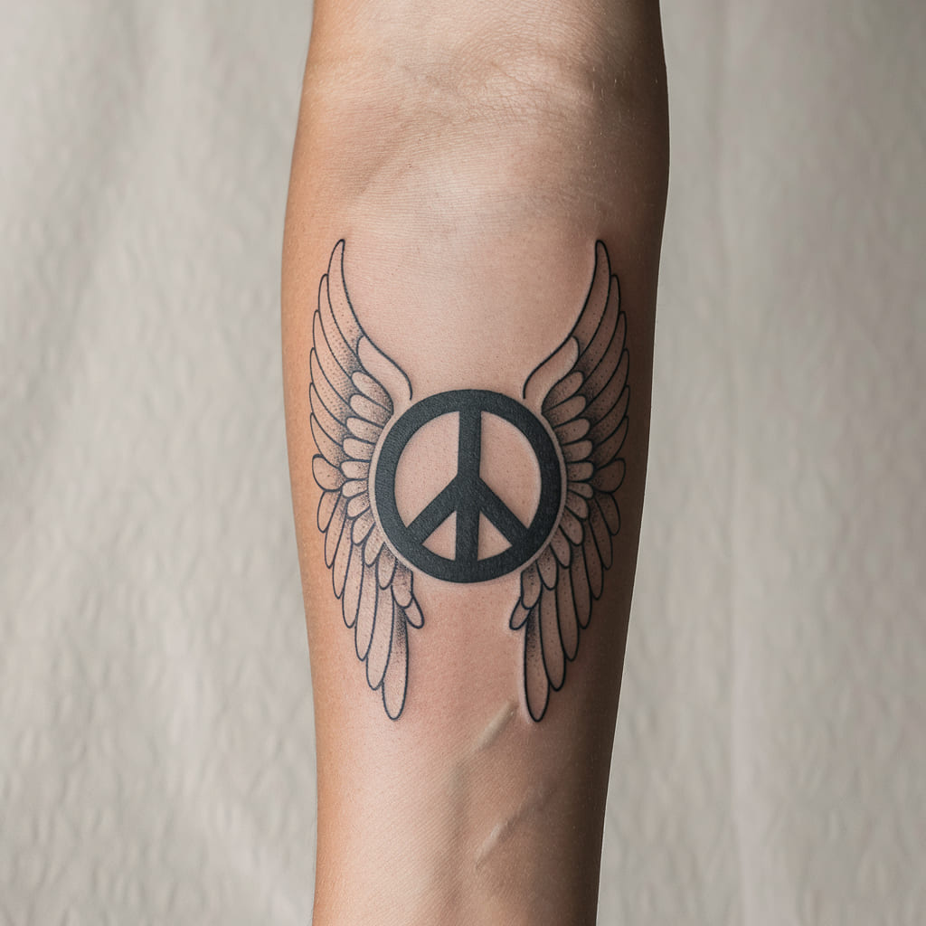 Peace Symbol with Angel Wings