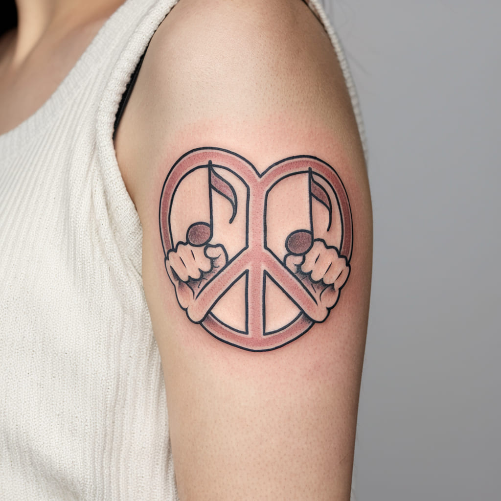 Peace Symbol with Music Notes