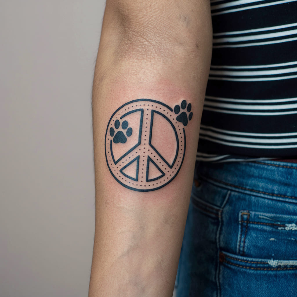 Peace Symbol with Paw Prints