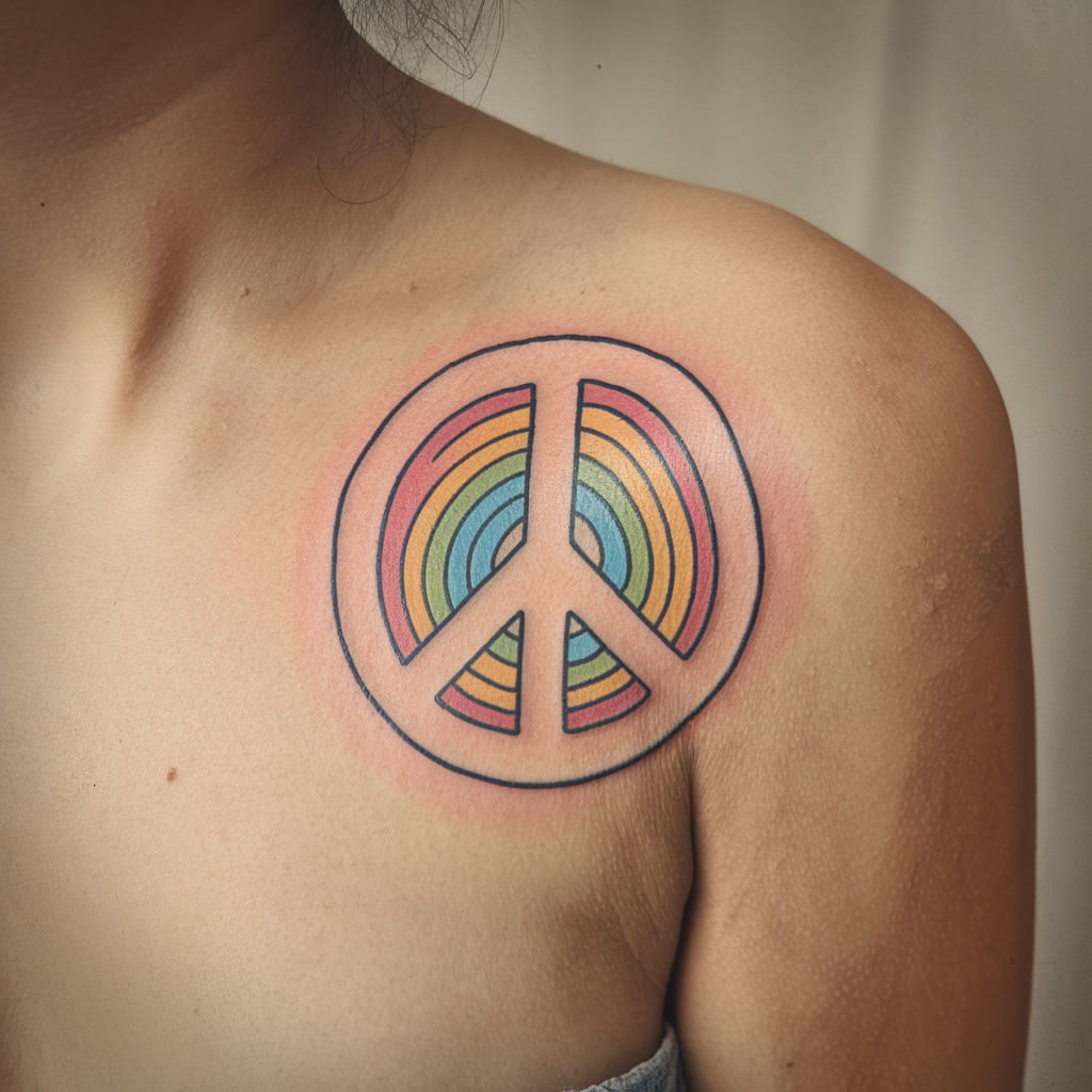 Peace Symbol with a Rainbow