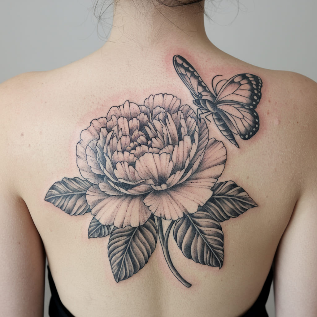 Peony and Butterfly