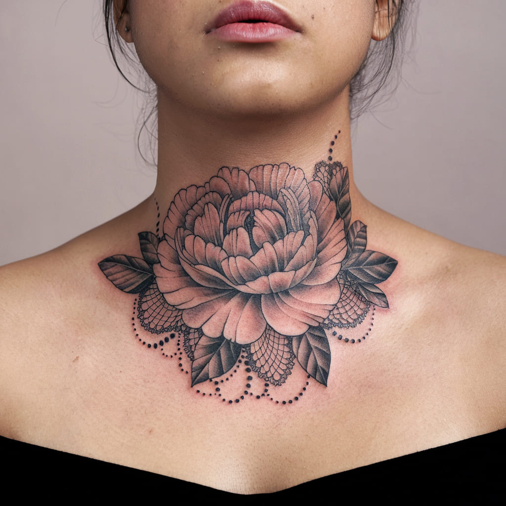 Peony with Lace