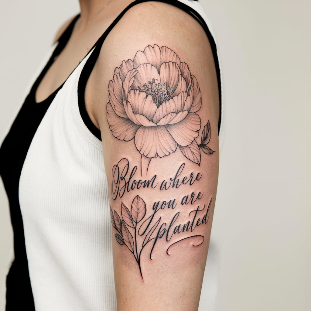 Peony with Script