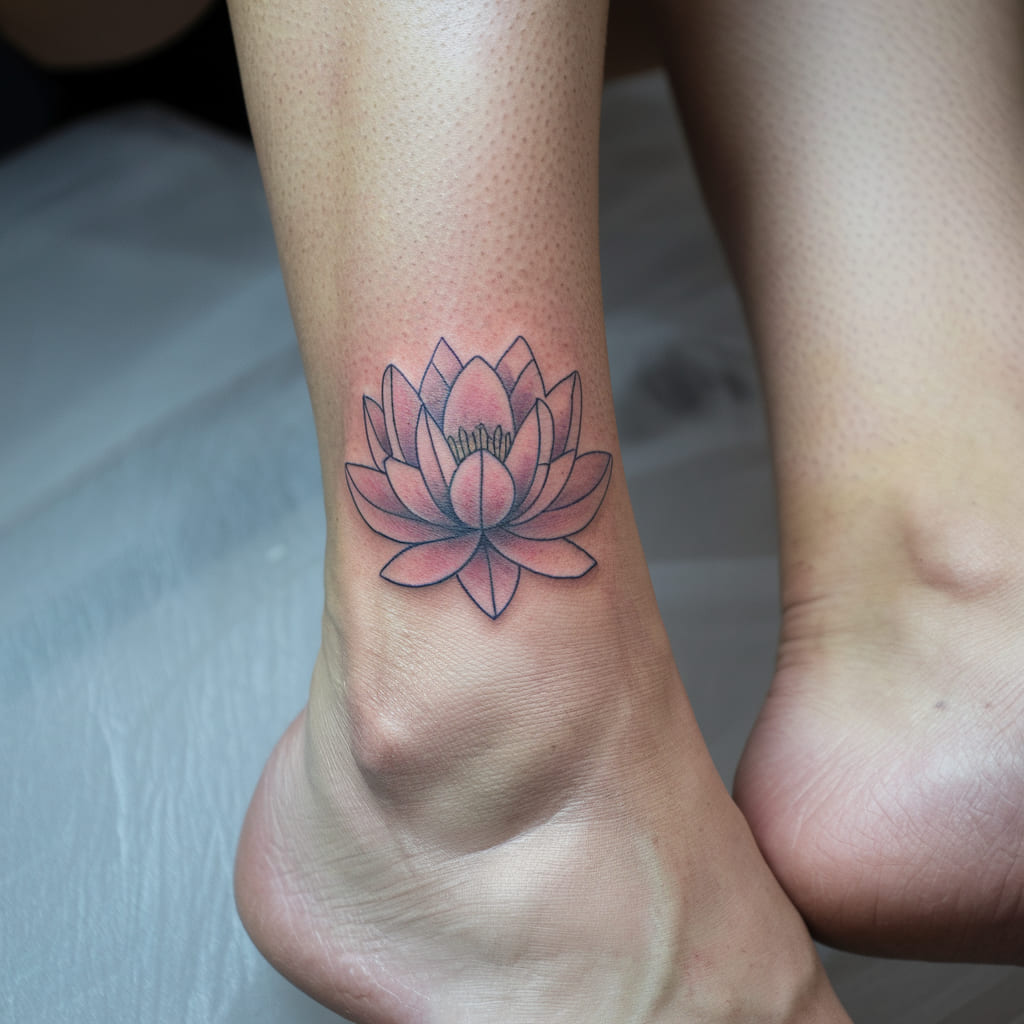 Pink Lotus Flower on the Ankle