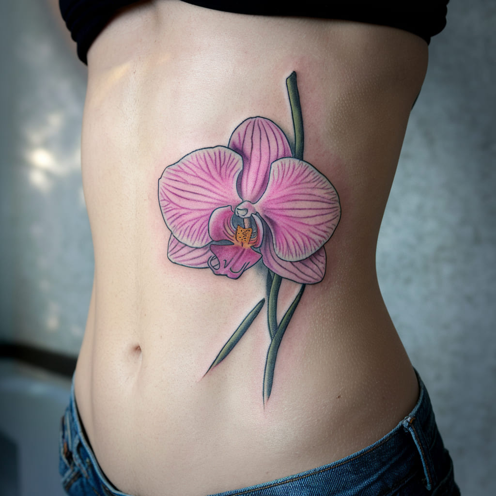 Pink Orchid on the Ribcage