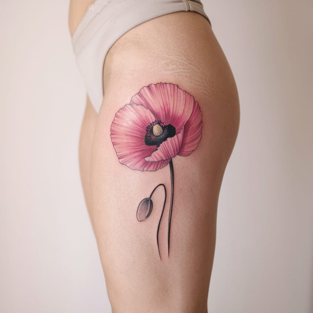 Pink Poppy on the Thigh