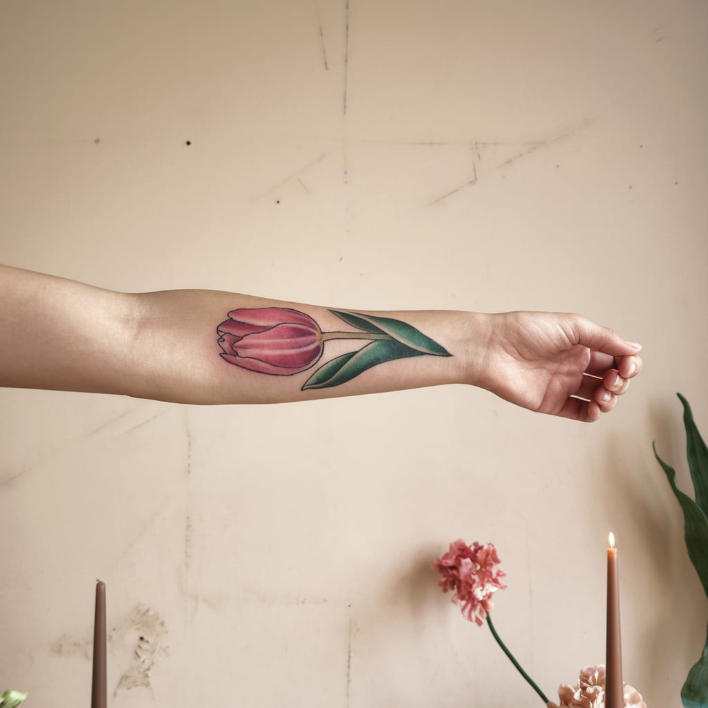 Pink Tulip on the Forearm