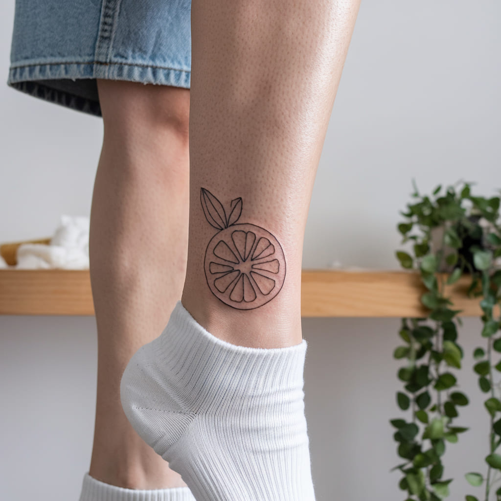 Simple Lemon Outline on the Ankle