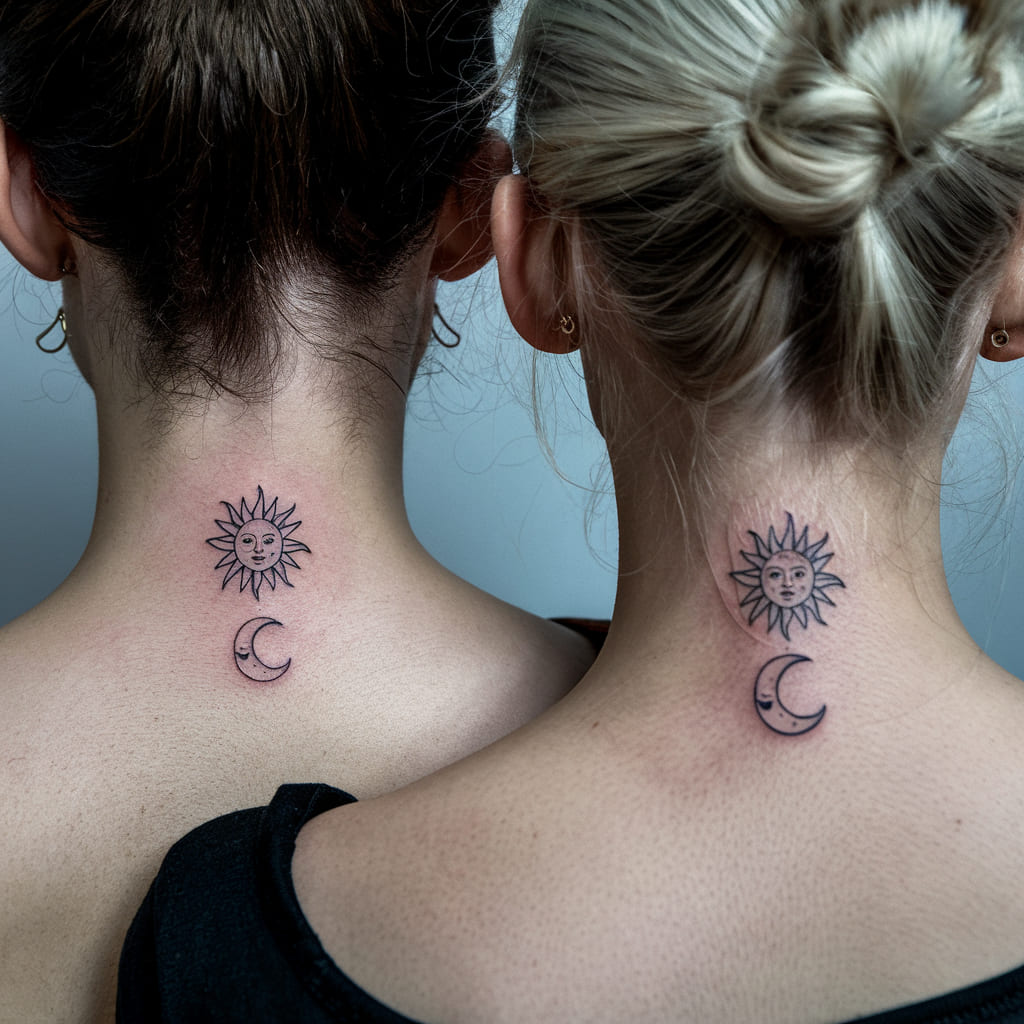 Small Sun and Moon on the Back of the Neck