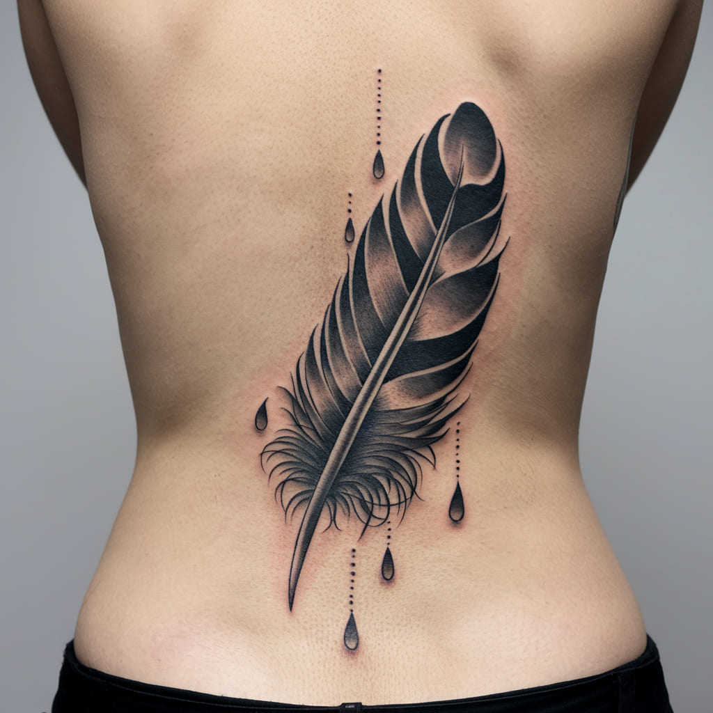 Stunning Feather with Ink Drops