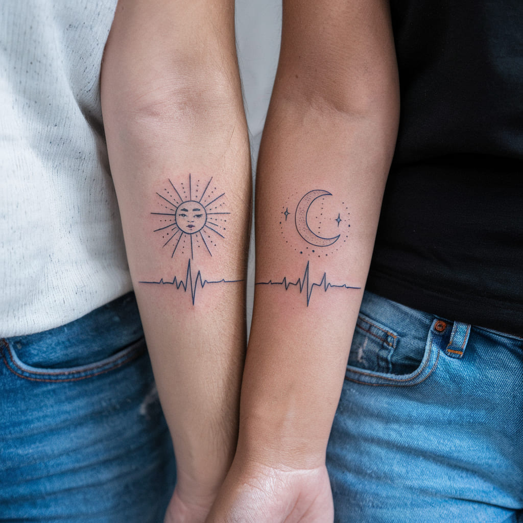 Sun and Moon Heartbeat Line