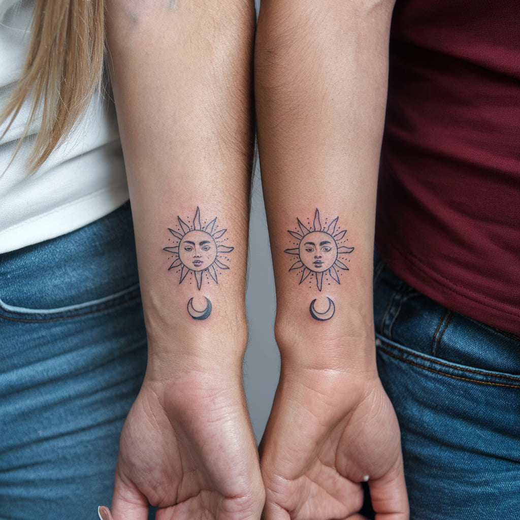 Sun and Moon on the Inner Wrist