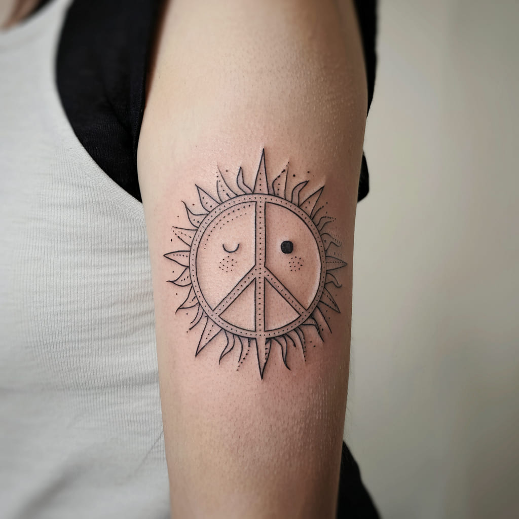 Sun and Peace Symbol Combo