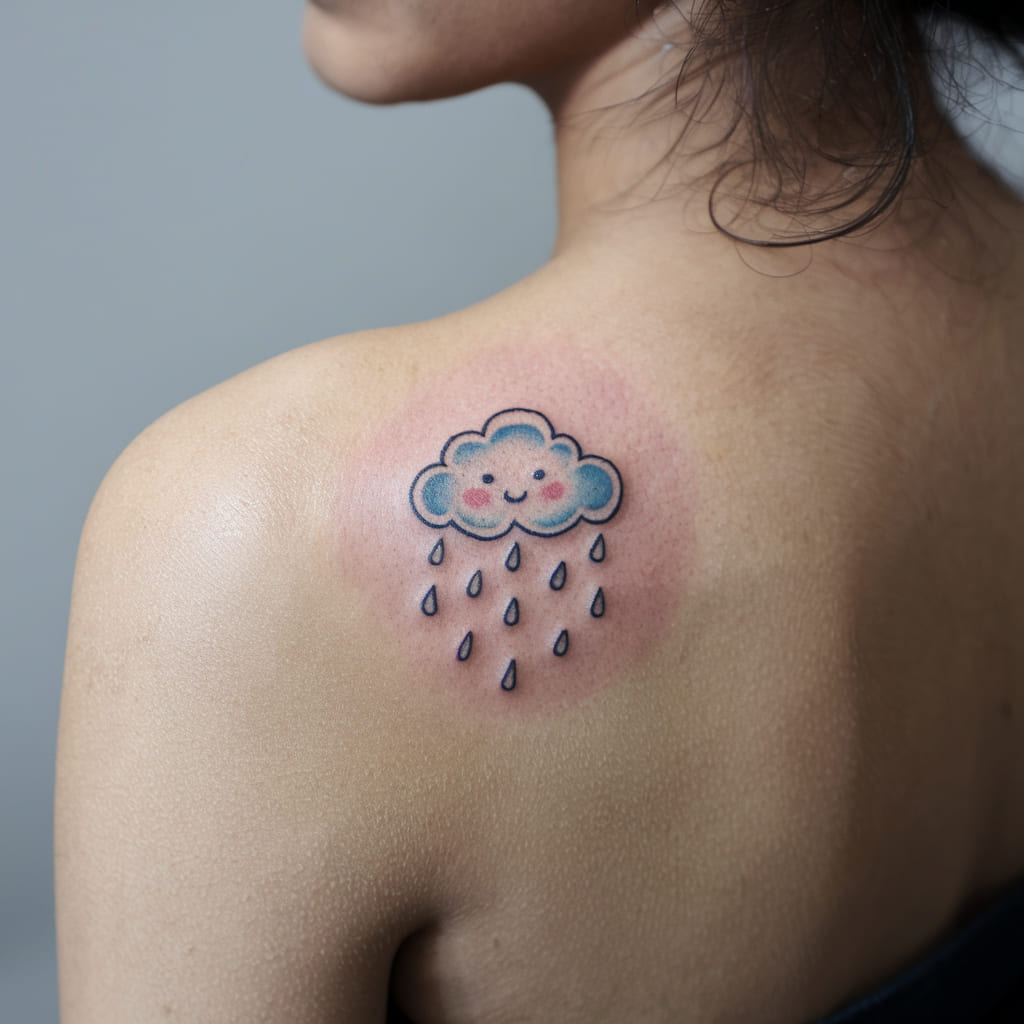 Tiny Cloud with Raindrops