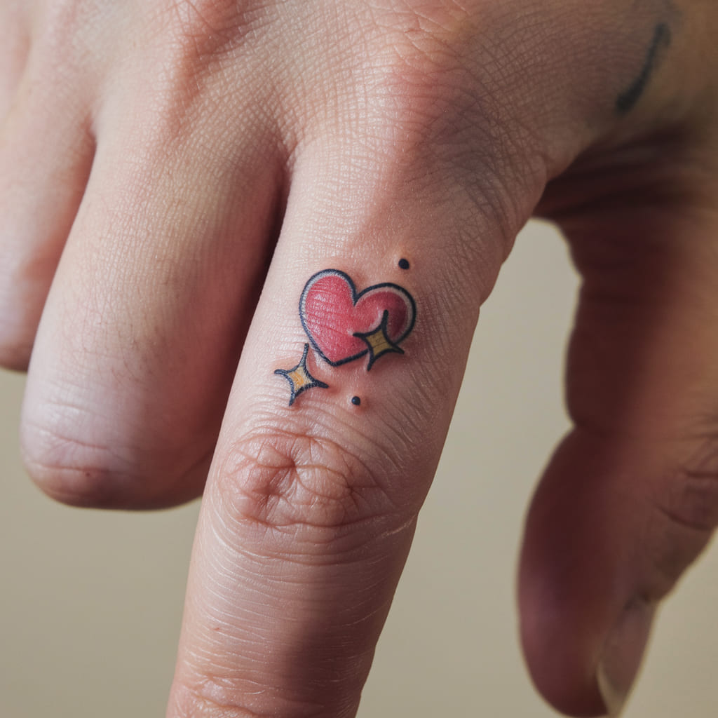 Tiny Heart and Star Combo on the Finger