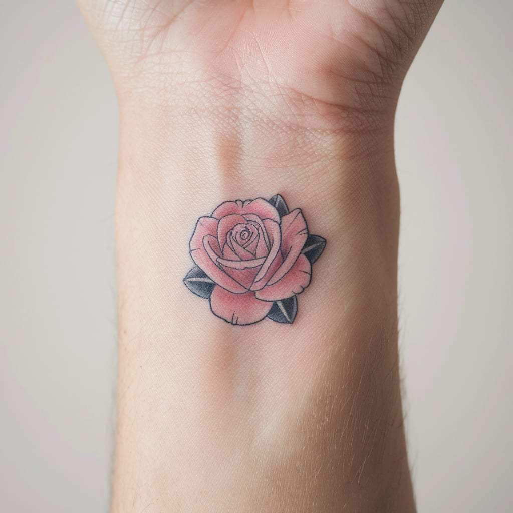 Tiny Pink Rose on the Wrist