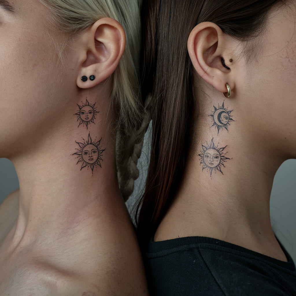 Tiny Sun and Moon Behind the Ear