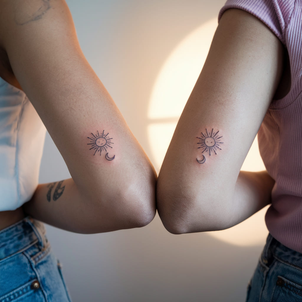 Tiny Sun and Moon on the Elbow