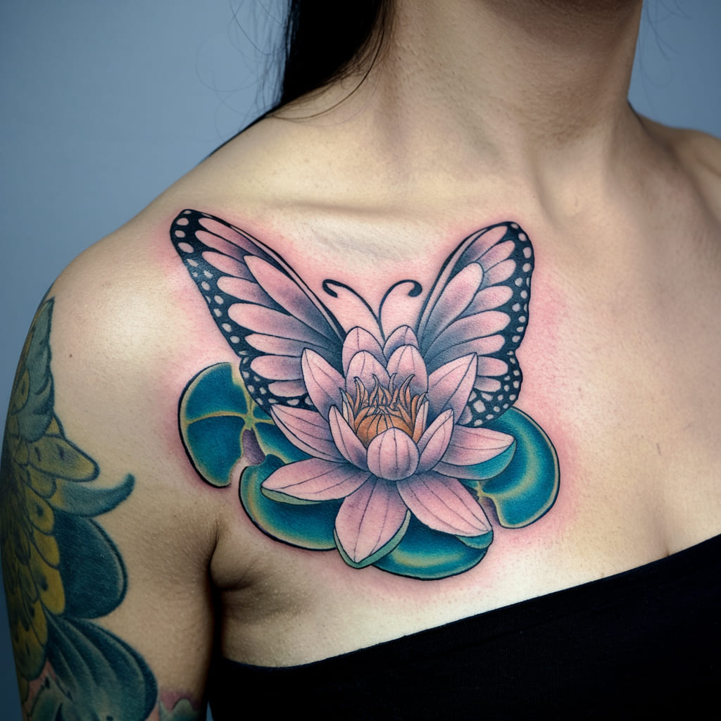 Water Lily with Butterfly Wings