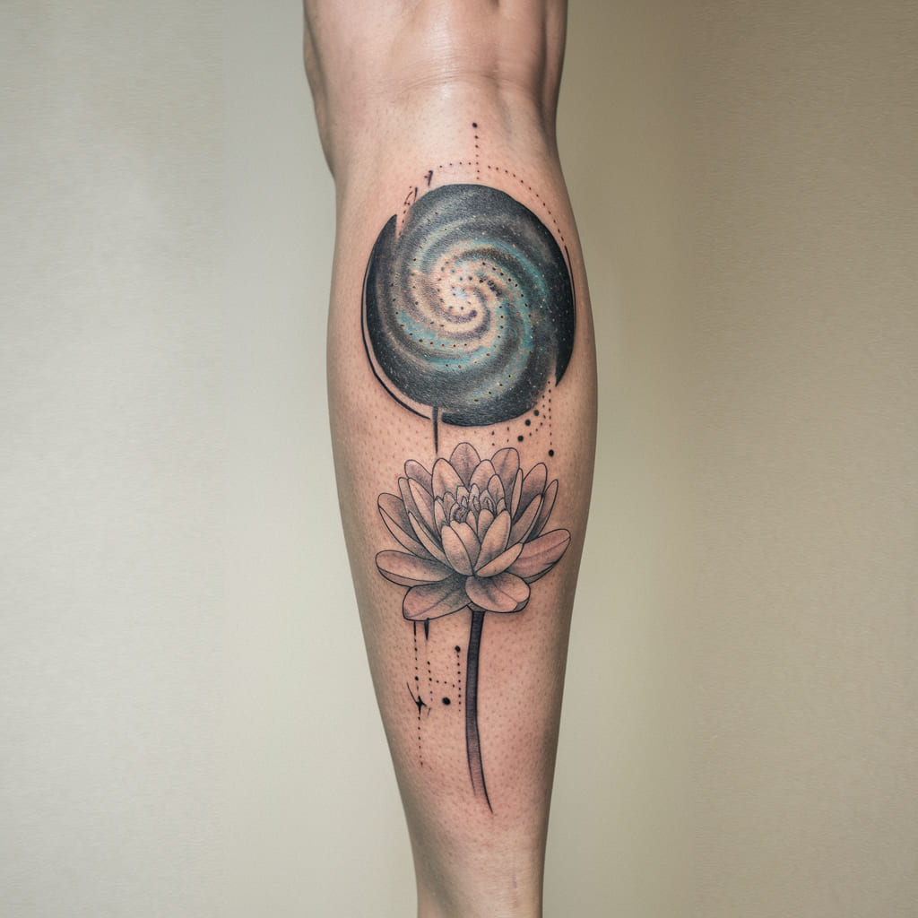 Water Lily with a Spiral Galaxy