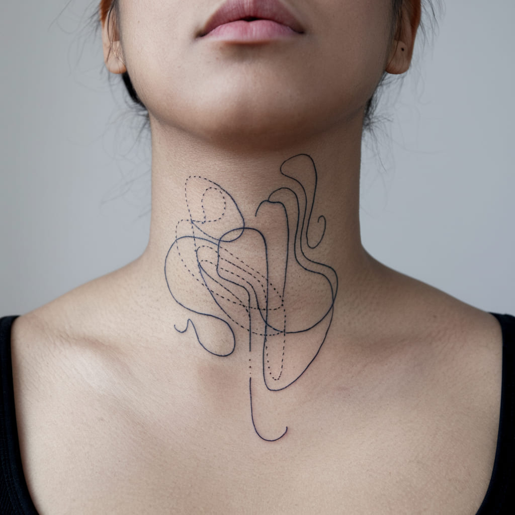 Abstract Line Art Neck Ink