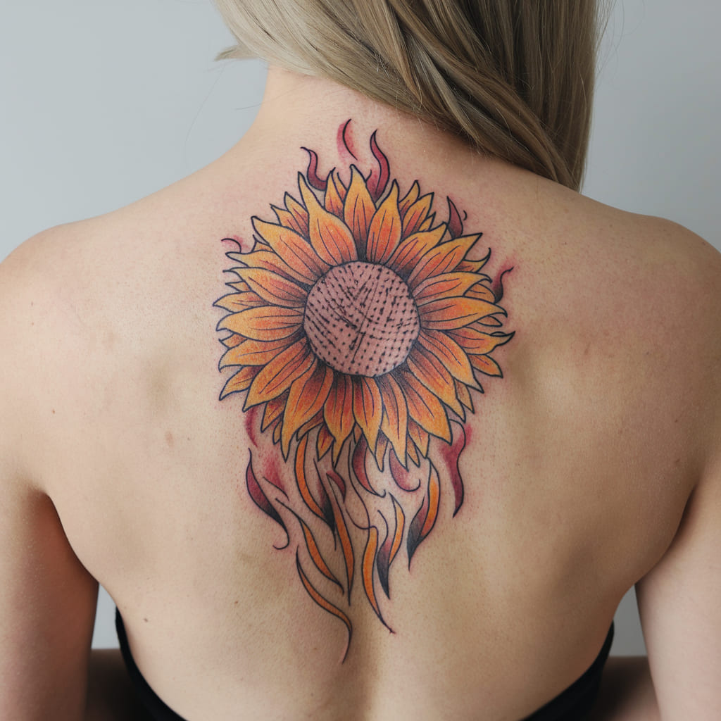 Abstract Sunflower with Flames