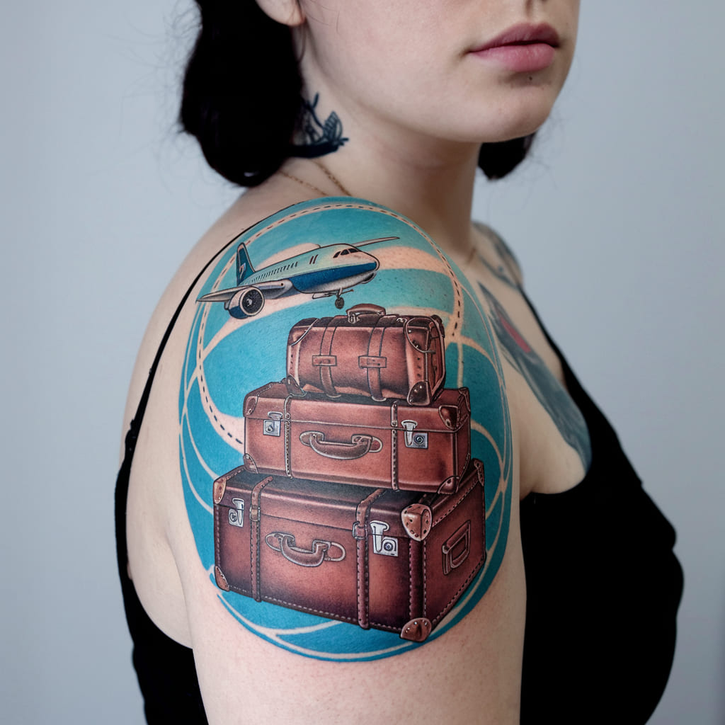 Airplane with Vintage Luggage