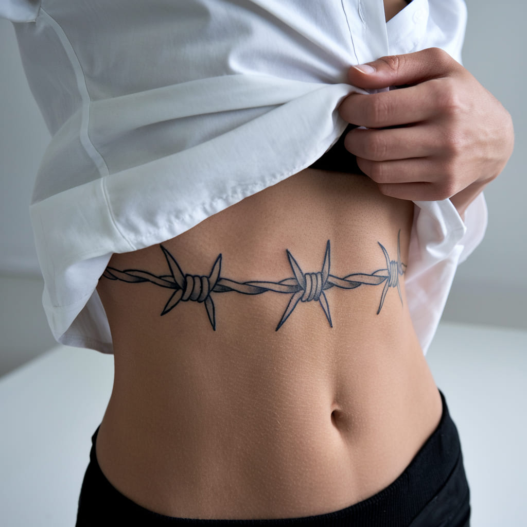 Barbed Wire Waist Tattoo