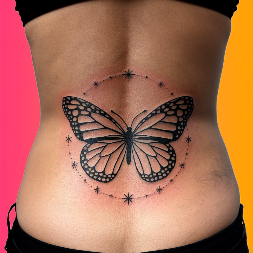 Butterfly Silhouette with Stars