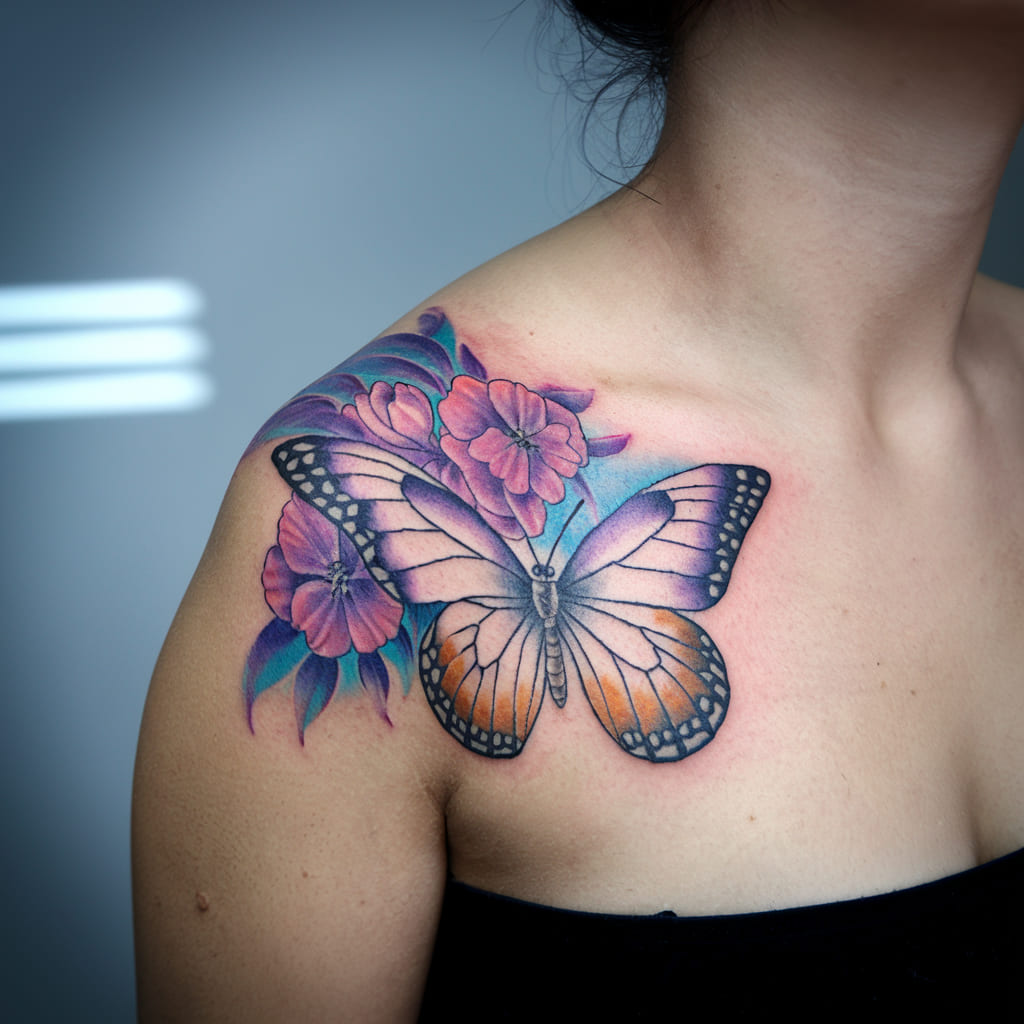 Butterfly with Flowers