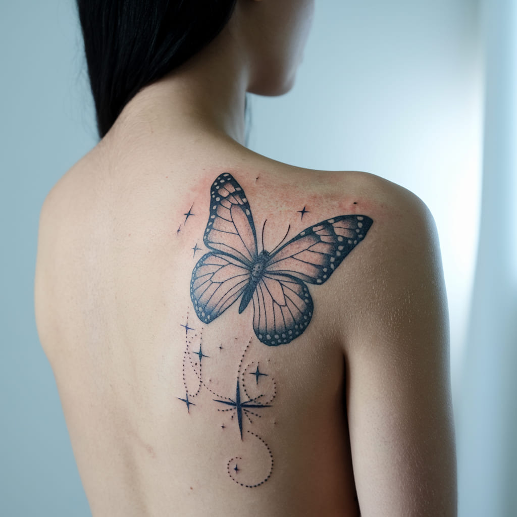 Butterfly with a Trail of Stars