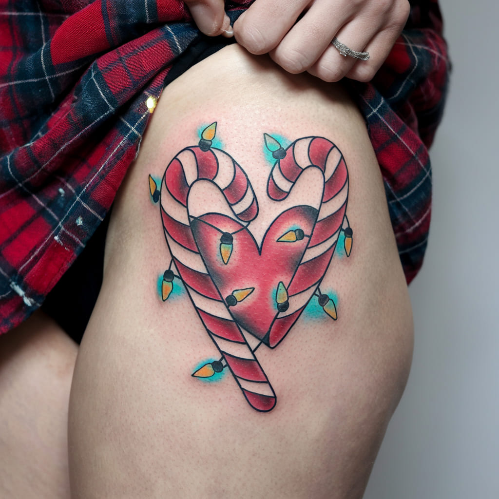 Candy Cane Heart with Lights